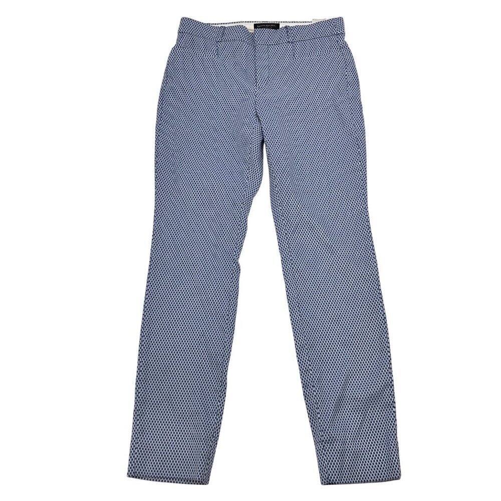 Banana Republic Sloan Curvy Fit Ankle Pants Blue/White Print Size 2 Pockets